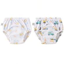 4 pièces Culottes de propreté pour garçons et filles, sous-vêtements d'entraînement conçus, couches d'apprentissage en tissu pour bébé, couches lavables et réutilisables, couches à poche respirantes et imperméables, en matière de polyester, convient aux bébés garçons et filles - Conception d'impression creuse