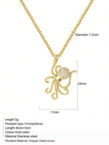 1pc Heart-Shaped Demon Eye, Star & Sun, Turtle, Bee, Conch Shaped Golden Pendant Necklace, Ocean Theme Stainless Steel Women's Jewelry - Yellow Gold - View 6