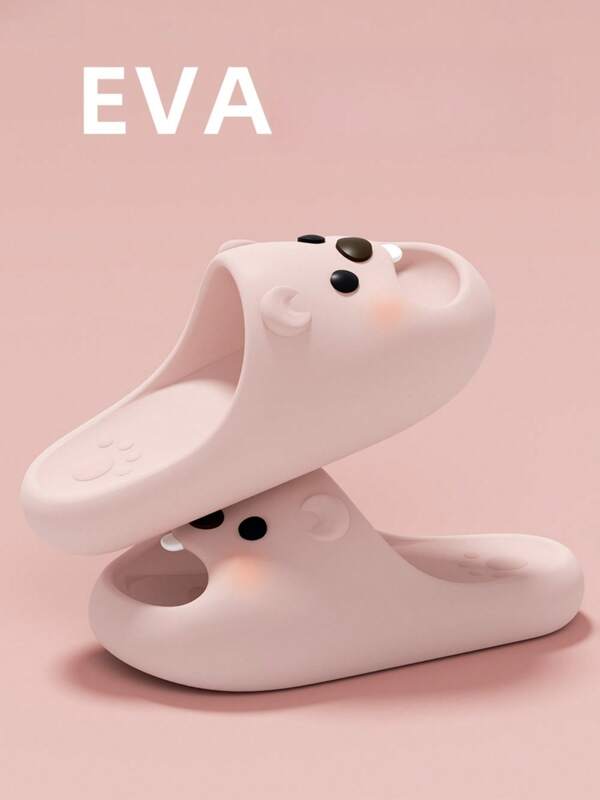 Cute Cartoon Pink Slippers, Lacquered House Shoes, Summer Sandals, Women's EVA Slippers, Soft & Comfortable, Anti-Slip
