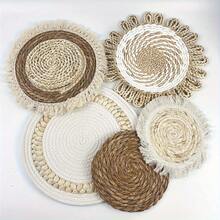 1/7 波西米亚风壁挂篮，乡村风藤编圆形壁挂篮装饰，适用于农舍风格的客厅、卧室、厨房 - 彩色 - 查看 7