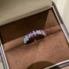 1pc Minimalist Fashion Dopamine Molecule Adjustable Opening Ring, Unique Design For Daily Wear - Dopamine Colored Gem Ring - View 3