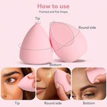 THE Makeup Sponge Set Professional Blender Sponge Soft Concealer Sponge Facial Makeup Tools For Foundation Liquid Powder, For Birthday Party Mother's Day(Pink&Rose Red) - Pink - View 5