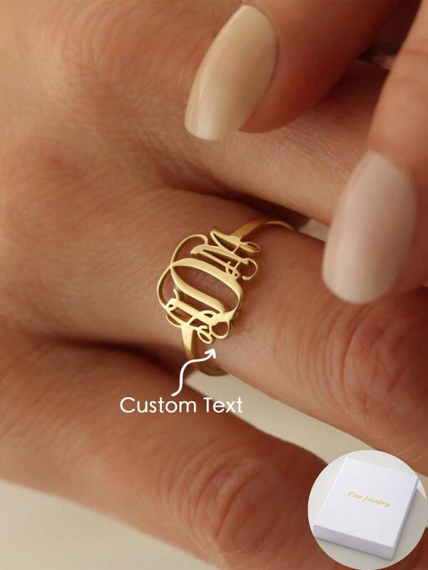An Initials Ring Custom Monogrammed Open Ring, Personalized Tiny Ring