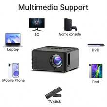 Máy chiếu [Mới nâng cấp] Mini thông minh di động, Hỗ trợ 1080P, Cấp nguồn qua USB, Tương thích với USB, AV, Điện thoại thông minh, Máy tính bảng, v.v. Thích hợp cho Rạp hát tại nhà và Cắm trại ngoài trời - màu đen - Xem 10