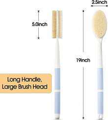 Backski Back Scrubber Anti Slip For Shower With Detachable Brush Head,19 Shower Brush With Soft And Stiff Bristles,Long Handle Exfoliating Body Scrubber For Bath Or Dry Brush. Back To School - White - View 2