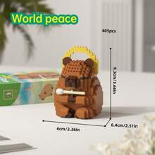 Set de blocuri de construcție cu tematică animală Capybara, 400+ bucăți, decor de birou și ameliorare a stresului, cadou pentru familie/birou, vehicul de jucărie de asamblat, potrivit pentru ziua de naștere, Ziua Tatălui, Ziua Mamei, nuntă, absolvire