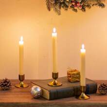 12pcs Gold Tapered Candlesticks, For Tabletop Centerpieces, Wedding Receptions, Holiday Christmas Capes, Home Decor, Halloween/Christmas Decoration,Room Decor,Gifts