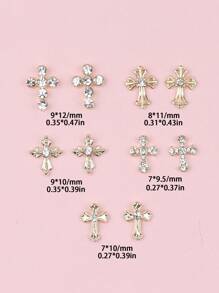 10-Pack Gold Cross Nail Art Decorations Metallic Style DIY Nail Art Glitter Metal Diamonds Fake Nail Art Decoration Accessories For Women And Girls Nail Art Supplies DIY Nail Art Accessories