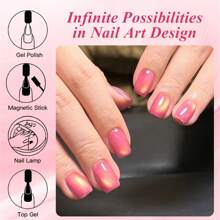 MEET ACROSS 6 pezzi Smalto gel per unghie in vetro nudo da 7ml, con magnetismo, luccicante, colore rosa nudo cristallino, semi-permanente, da soak off per manicure UV LED