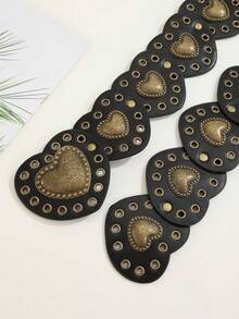 Hershine 1 chiếc thắt lưng vá hình trái tim nguyên thủy màu đen dành cho nữ, phụ kiện thắt lưng cổ điển trang trí đinh tán Boho dành cho váy, chân váy, thường ngày, tiệc tùng, ngày lễ, quà tặng cho bạn bè, mẹ, bạn gái, sinh nhật, ngày lễ tình nhân mùa hè, trường học mùa thu, mùa thu, Halloween - màu đen - Xem 3