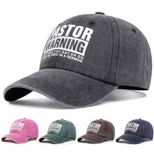 1顶男士“牧师警告：你的一言一行都可能被用于布道”字母印花水洗棒球帽，可调节，防晒，适合春秋季郊游、旅行、海滩、派对等休闲场合。 - 多色 - 查看 1