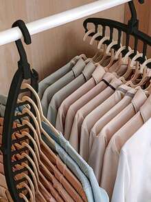 1pc 11-Hole Multi-Functional Seamless Clothes Hanger, Dorm & Home Use Magic Drying Rack, Bedroom Wardrobe Storage Organizer - Multicolor - View 7