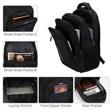 Black Multi-Layer Travel Backpack-UK - Black - View 3