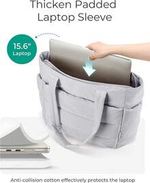 Women's Handbag, Lightweight Puffy Handbag, With Compartments, Quilted Shoulder Bag Handbag, Suitable For Travel And Work - Light Grey - View 4