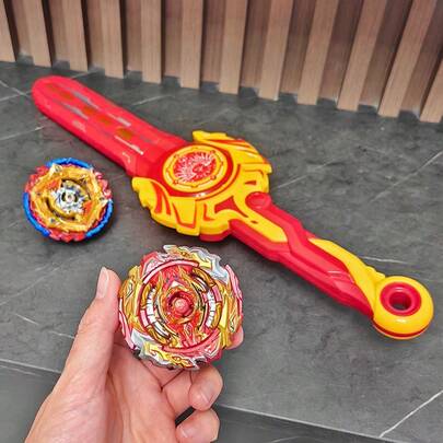 Sword Battle Spinning Top Toy Set With Launcher - 2 High-Performance Plastic Game Spinning Tops, Detachable Tops, Suitable For Teens - Durable Battle Spinning Toy, Suitable For Christmas, Halloween, Birthday, New Year Gifts