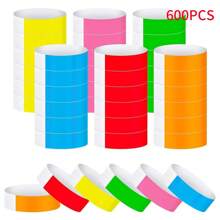 100/500 pièces Bracelets en papier synthétique Tyvek pour événements en vrac, variété de bandes fluorescentes imperméables, bracelets adhésifs adaptés pour festivals, jeux de fête pour adultes, convient pour Halloween/Noël/Thanksgiving