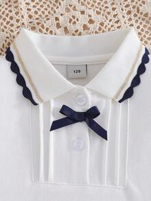 Kaos Polo Lengan Panjang Gaya Kampus untuk Remaja Putri, Musim Gugur - Putih - View 3