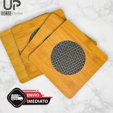 Kit 4 Descanso de Panela 14,5cm em MDF Apoio de Panela Protetor de Mesa Envio com Formato Variado - Multicolorido - Visão 2