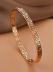 Greek Key Meander Bracelet Silver Anniversary GIFT For Wife Women Friend Mother Girlfriend Fiance Graduation Eternity Bangle Present For Her HANDMADE 12mm Gold Silver Greek Key Pattern Jewelry