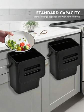 1 pieza Papelera multifunción, Papelera colgante de 3L/0,79 galones, Papelera de cocina conveniente, Papelera de pared 2 en 1, Papelera de compost de alta calidad, Papelera de oficina, Suministros para el hogar, Accesorios de cocina