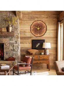 1pc 12-Inch Creative Faux Woodgrain Texture Hanging Clock, Silent Non-Ticking Wall Clock For Living Room, Kitchen, Bedroom, Office, Outdoor Decor, Gift For Friends (Battery Not Included) Room Decor Clock Wall Bedroom Decor Dormitory Decor Back To School School Decor School Surprise