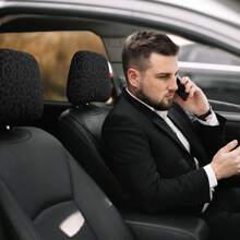 2pcs Black Leopard Print Car Headrest Covers, Universal Fit