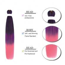 Ombre Pre Stretched Braiding Hair 30 Inch 8 Packs Synthetic Crochet Braids Hot Water Setting Professional Soft Texture Synthetic Hair Extensions 30 Inch 1B 27 - Ombre Black to Purple Pink - 查看 2