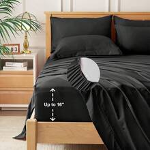 Newspin Queen Bed In A Bag 8 Pieces Comforter Set, Black All Season Bed Set, Queen Bedding Sets With Comforter And Sheets, Pillow Shams, Flat Sheet, Fitted Sheet, Pillowcases And Bed Skirt - 黑色 - 查看 4