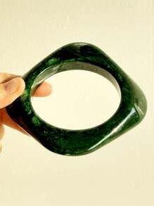 1 pieza Elegante brazalete ancho de resina verde retro, brazalete personalizado de moda y encantador