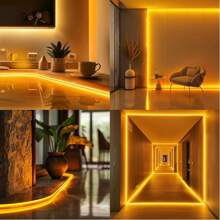 Lumière néon LED USB 5V avec corde lumineuse néon, lumière néon flexible et étanche avec lumière, convient pour l'intérieur et l'extérieur, chambres à coucher, rétroéclairages TV, armoires, etc./Blanc chaud