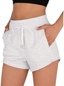 Women's Sweat Shorts With Pockets Cotton French Terry Drawstring Summer Workout Casual Lounge ShortsA Valentine's Day ROA3 - Tử đinh hương - Xem 3