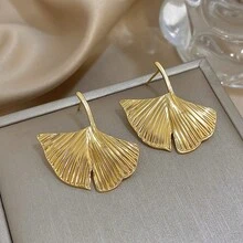 1 Cặp Hoa tai đinh tán lá cá nhân Hoa tai đinh tán vàng lớn cho phụ nữ Hoa tai thép không gỉ cho tiệc hàng ngày Quà tặng trang sức sinh nhật - Lá - Xem 14