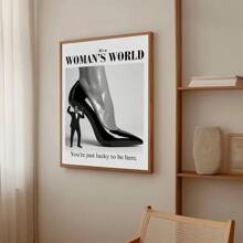 1 Stück rahmenloses Segeltuch Wandbild im Vintage Stil mit Frauenmotiv, schwarz-weiß High Heels, Girl Power Ästhetik, Deko für Wohnung, Büro, Schlafzimmer, moderne Heimdekoration