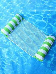 1pc Inflatable Striped Mesh Water Hammock Lounge Mat, Foldable Water Leisure Cushion For Outdoor Water Activity, Pool Party And Ultimate Relaxation - Multicolor - View 10