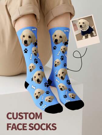 1 Pair Custom Face Socks, Custom Photo Sock, Custom Printed Socks, Personalized Funny Face Socks, Custom Picture Socks, Put Any Face On The Socks, Anniversary Gift, Valentine Gift, Birthday Gift Unique, Fall