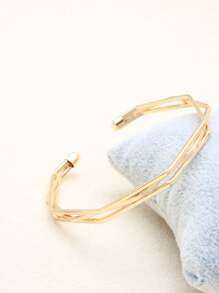 1 Peça Bracelete Minimalista de Moda Assimétrico 3D com Linhas Geométricas Triângulo na Cor Dourada