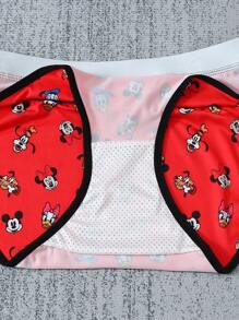 Disney 1 pieza Ropa interior de mujer con estampado de dibujos animados de , cómoda, linda, de tela delgada y de talle bajo