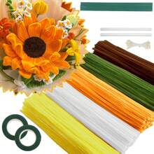 Juego de limpiapipas de 400/525/575 piezas con video tutorial, perfecto para hacer flores, chenilla para trabajos manuales, arreglos florales artificiales, regalos del Día de San Valentín y del Día de la Madre