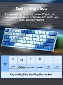 AULA F3361 Mini Keyboard, 61-Key Layout, Wired Connection, Cool Backlight Effect, True Mechanical Axis, Ergonomics, Plug And Play, Suitable For Office Computers And Notebooks, Highly Attractive Color Matching Keyboard For Girls