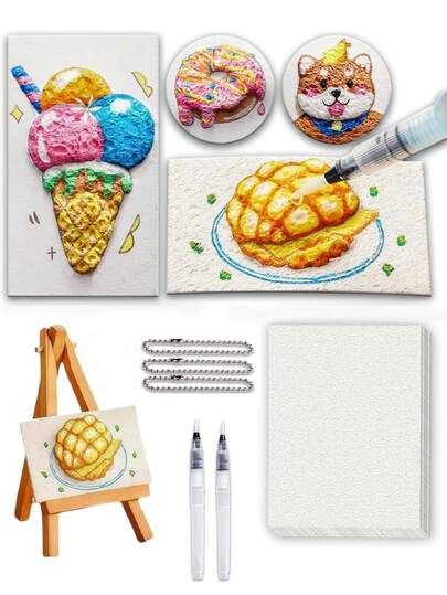 1/3 件神奇泡沫纹理纸、DIY 小型趣味纸艺工艺品（用于创意活动）、DIY 小型趣味纸艺工艺品（用于创意活动）、神奇泡沫纹理绘画套装、神奇 3D 效果纹理绘画套装、蓬松纹理绘图板、DIY 泡泡绘图笔、3D 绘图纸