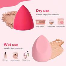 THE Makeup Sponge Set Professional Blender Sponge Soft Concealer Sponge Facial Makeup Tools For Foundation Liquid Powder, For Birthday Party Mother's Day(Pink&Rose Red) - Pink - View 10