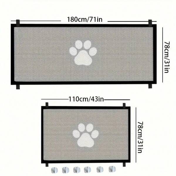 1 pieza Barrera de aislamiento para mascotas sin necesidad de perforar, para escaleras y puertas, para gatos y perros, reja para mascotas, red de aislamiento para mascotas, valla divisoria plegable portátil, cerca de barrera para perros