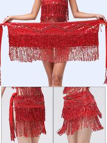 肚皮舞裙臀巾亮片流苏肚皮舞裙舞蹈臀带拉丁舞草裙舞臀巾表演服装