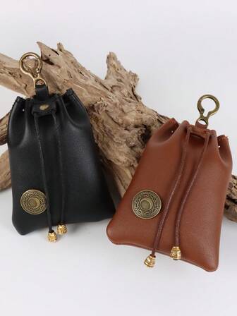 1PC Black/Brown Medieval Viking Belt Pouch Drawstring Waist Bag Coin Purse Carnival Cosplay Props Halloween