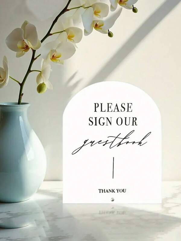 1pc Acrylic Guest Book Sign - "Please Sign Our Guest Book", Suitable For Weddings, Parties, Celebrations, Decor For Reception Area, Event Signage, Floral Decor