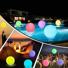 Light Up Beach Ball - 16" LED Floating Pool Ball Large Inflatable Pool Toys With 16 Colors Lights And 4 Modes With Remote Control Outdoor Pool Party Games(4-6-8Pcs) - Black - View 8