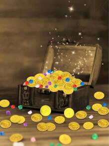 10/50/100 bunte Kunststoff-Goldmünzen, Simulation Kunststoff-Falschgeld, Piraten-Jagd-Spielmünzen, Schätze geeignet für Karnevalsspiele, Piratenparty-Deko-Geschenke, Jagd-Spielzeug-Zubehör, Goldmünzen-Belohnungspunkte, Halloween-Piraten-Spielsachen