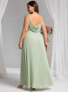 EVER-PRETTY Plus Elegant V Neck Spaghetti Strap Ruched Bust Bridesmaid Gown Summer Long Dresses