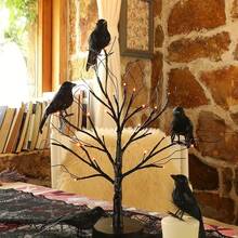 Realistic Feather Crow Decoration, Plastic Fake Crow Decor For Halloween, Lifelike Simulation Bird Model