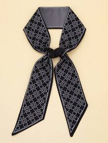 1 pieza Pañuelo de cuello de mujer con estampado de flores y estampado floral en negro y café, accesorio versátil para atar bolsos, cajas de regalo, cabello - Diseño sencillo y de moda para vestir - PD-443 - Ver 10